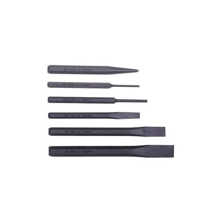 Unitool Punch and Chisel Set, 6-Piece, Black UT806
